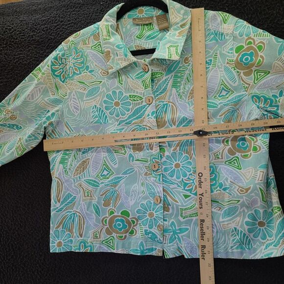 Jane Ashley Womens Button Up Multi-Color Size Large 100% Cotton Long Sleeve - Picture 3 of 12